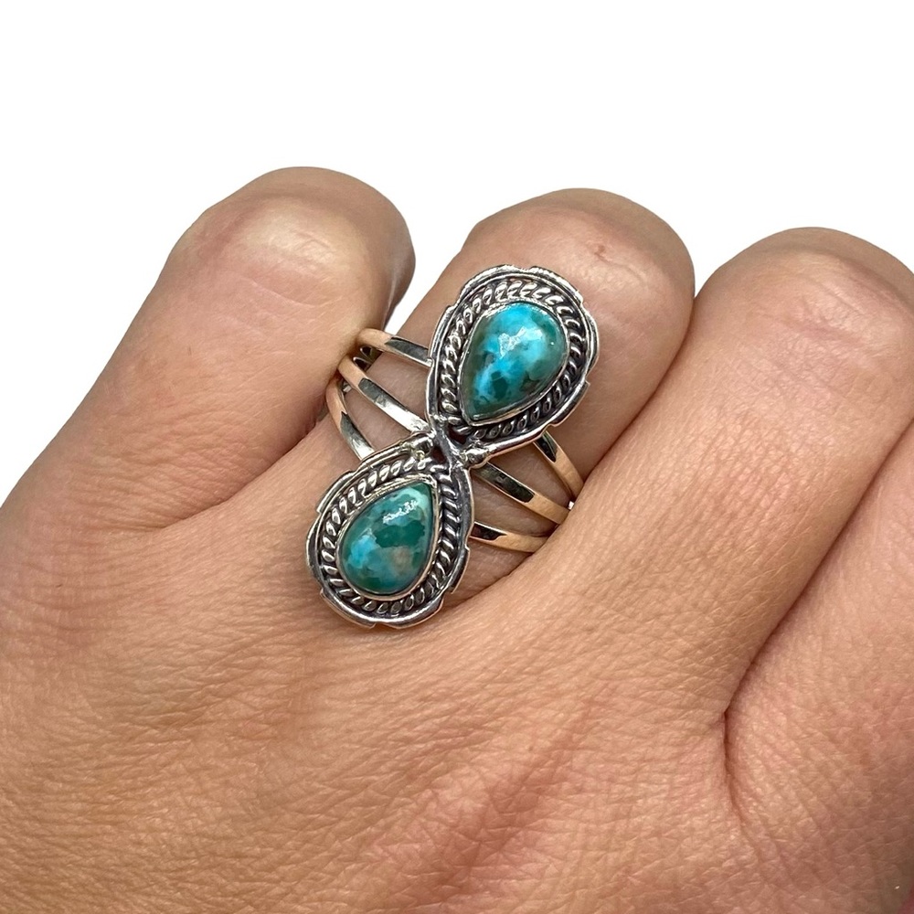 Kingman Turquoise Ring Solid Sterling Silver 925 … - image 1